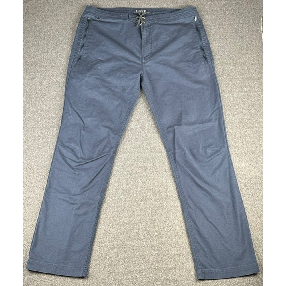 Roark Revival Layover Pants Mens 36 Navy Blue Travel Straight Leg Drawstring